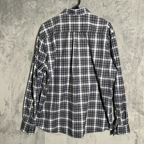 johnnie-O Shirt Hangin Out Large Blue Gray Plaid Flannel Long Sleeve Button EUC - Picture 6 of 10
